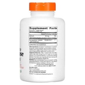 Thành phần vi chất của Doctor's Best High Potency Serrapeptase 120.000 SPU 270 Veggie Caps 753950003071