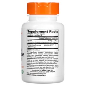 Thành phần vi chất của Doctor's Best High Potency Serrapeptase 120.000 SPU 90 Veggie Caps 753950002319