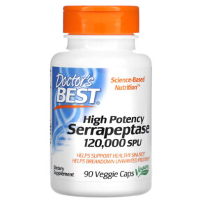 Thực phẩm chức năng Doctor's Best High Potency Serrapeptase 120.000 SPU 90 Veggie Caps 753950002319