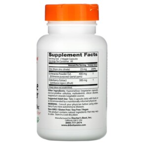Thành phần vi chất của Doctor's Best Immune Booster with Echinacea Elderberry & Zinc 120 Veggie Caps 753950005211
