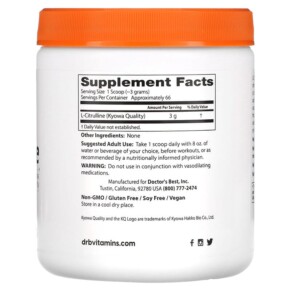 Thành phần vi chất của Doctor's Best L-Citrulline Powder 7 oz (200 g) 753950004375