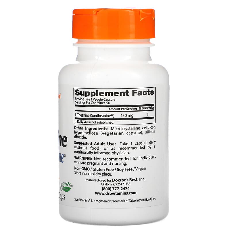 Doctor's Best L-Theanine with Suntheanine 150 mg 90 Veggie Caps 2 Thành phần vi chất của Doctor's Best L-Theanine with Suntheanine 150 mg 90 Veggie Caps 753950001978