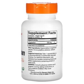 Thành phần vi chất của Doctor's Best L-Tryptophan  500 mg 90 Veggie Caps 753950001268