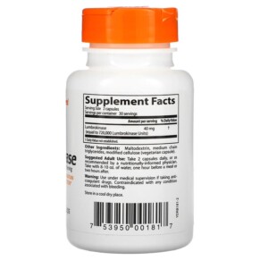 Thành phần vi chất của Doctor's Best Lumbrokinase 20 mg 60 Veggie Caps 753950001817