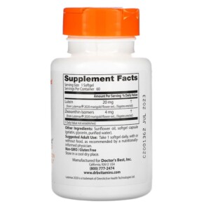 Thành phần vi chất của Doctor's Best Lutein with Lutemax 2020 20 mg 60 Softgels 753950003699