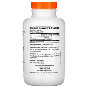 Thành phần vi chất của Doctor's Best MSM with OptiMSM 1.000 mg 360 Capsules 753950003170