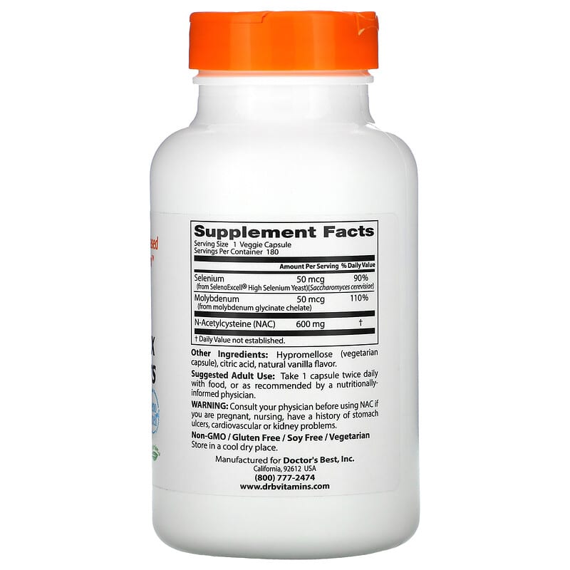 Doctor's Best NAC Detox Regulators 180 Veggie Caps 2 Thành phần vi chất của Doctor's Best NAC Detox Regulators 180 Veggie Caps 753950005174