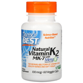 Thực phẩm chức năng Doctor's Best Natural Vitamin K2 MK-7 with MenaQ7 100 mcg 60 Veggie Caps 753950003347