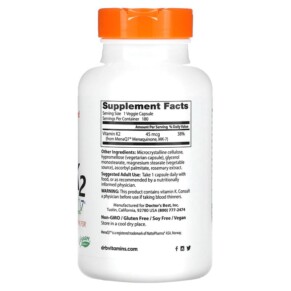Thành phần vi chất của Doctor's Best Natural Vitamin K2 MK-7 with MenaQ7 45 mcg 180 Veggie Caps 753950003569