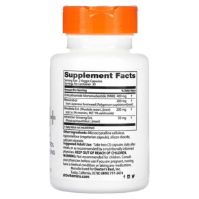 Thành phần vi chất của Doctor's Best NMN+ 200 mg 60 Veggie Capsules 753950005990