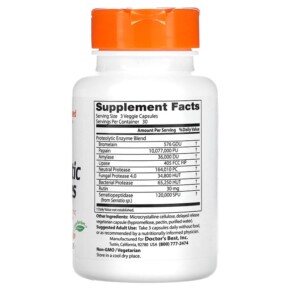 Thành phần vi chất của Doctor's Best Proteolytic Enzymes 90 Delayed Release Veggie Caps 753950001848