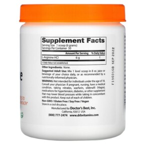Thành phần vi chất của Doctor's Best Pure L-Arginine Powder 10.6 oz (300 g) 753950003743