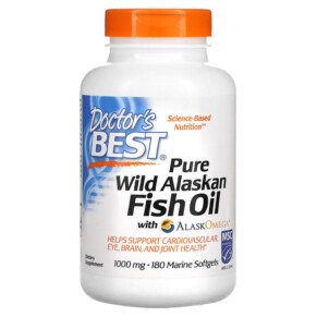 Thực phẩm chức năng Doctor's Best Pure Wild Alaskan Fish Oil with AlaskOmega 1.000 mg 180 Marine Softgels 753950004177