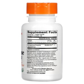 Thành phần vi chất của Doctor's Best Serrapeptase 40.000 SPU 90 Veggie Caps 753950001497