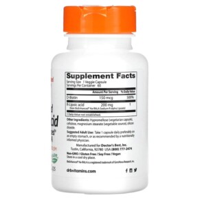 Thành phần vi chất của Doctor's Best Stabilized R-Lipoic Acid with BioEnhanced Na-RALA 200 mg 60 Veggie Caps 753950002784