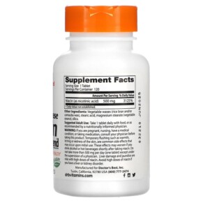 Thành phần vi chất của Doctor's Best Sustained-Release Niacin with niaXtend 500 mg 120 Tablets 753950002425