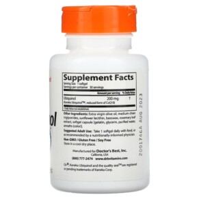 Thành phần vi chất của Doctor's Best Ubiquinol with Kaneka 200 mg 30 Softgels 753950002746