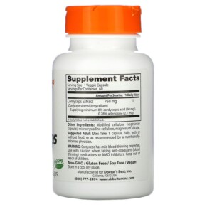 Thành phần vi chất của Doctor's Best Ultra Cordyceps 750 mg 60 Veggie Caps 753950001039