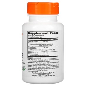 Thành phần vi chất của Doctor's Best Ultra Cordyceps Plus with Ginkgo Biloba and Artichoke Extracts 60 Veggie Caps 753950000988