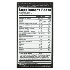 Thành phần vi chất của Dr. Axe / Ancient Nutrition Ancient Multi Men's 40+ Once Daily 30 Capsules 816401023704