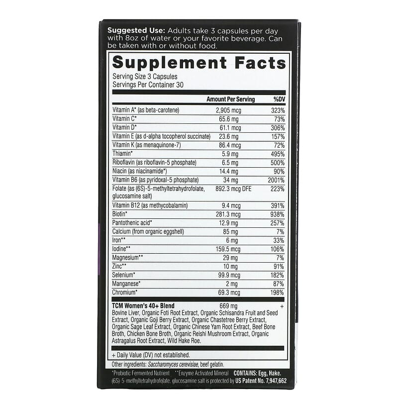 Dr. Axe / Ancient Nutrition Ancient Multi Women's 40+ 90 Capsules 2 Thành phần vi chất của Dr. Axe / Ancient Nutrition Ancient Multi Women's 40+ 90 Capsules 816401023339