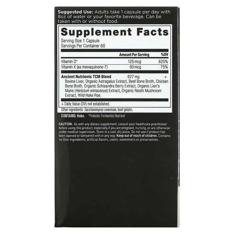 Dr. Axe / Ancient Nutrition Ancient Nutrients Vitamin D 60 Capsules 2 Thành phần vi chất của Dr. Axe / Ancient Nutrition Ancient Nutrients Vitamin D 60 Capsules 816401023278