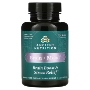 Thực phẩm chức năng Dr. Axe / Ancient Nutrition Brain + Mood Brain Boost & Stress Relief 60 Capsules 816401025555