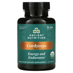 Thực phẩm chức năng Dr. Axe / Ancient Nutrition Cordyceps Energy and Endurance 30 Tablets 816401025494