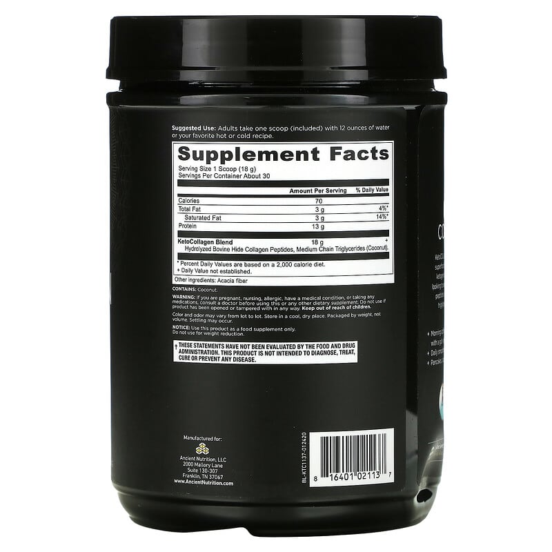 Dr. Axe / Ancient Nutrition Keto Collagen 1.19 lb (540 g) 2 Thành phần vi chất của Dr. Axe / Ancient Nutrition Keto Collagen 1.19 lb (540 g) 816401021137