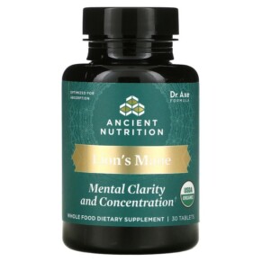 Thực phẩm chức năng Dr. Axe / Ancient Nutrition Lion's Mane Mental Clarity And Concentration 30 Tablets 816401025524