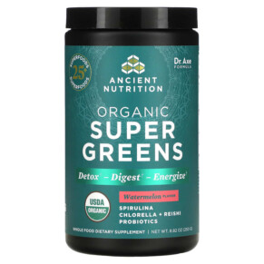 Thực phẩm chức năng Dr. Axe / Ancient Nutrition Organics Super Greens Watermelon 8.82 oz (250 g) 816401025746