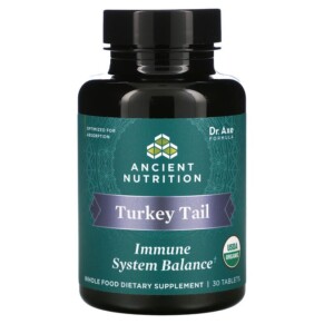 Thực phẩm chức năng Dr. Axe / Ancient Nutrition Turkey Tail Immune System Balance 30 Tablets 816401025517