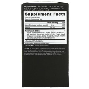 Thành phần vi chất của Dr. Axe / Ancient Nutrition Vitamin E 60 Capsules 816401023384