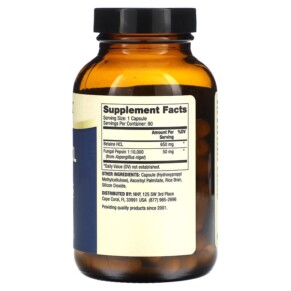 Thành phần vi chất của Dr. Mercola Betaine HCL and Pepsin 650 mg 90 Capsules 810094211745
