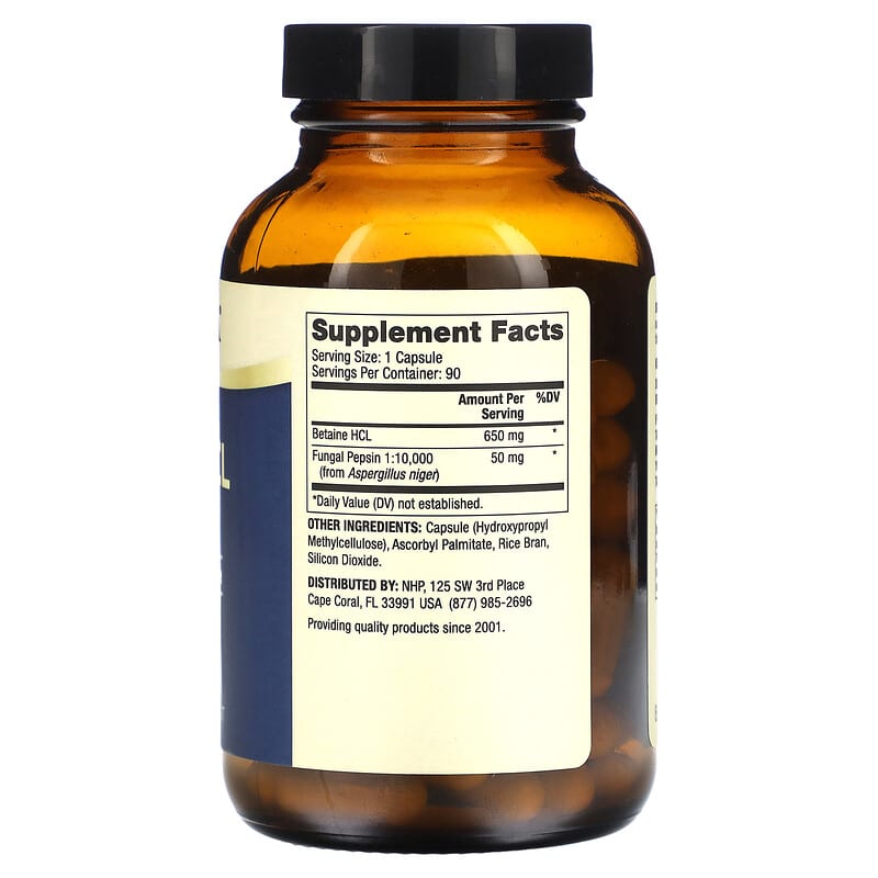 Dr. Mercola Betaine HCL and Pepsin 650 mg 90 Capsules 2 Thành phần vi chất của Dr. Mercola Betaine HCL and Pepsin 650 mg 90 Capsules 810094211745