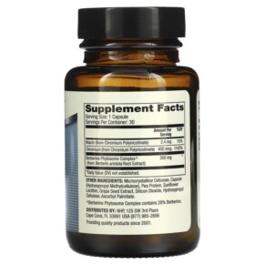 Thành phần vi chất của Dr. Mercola Biothin Berberine with Chromium 30 Capsules 810094210083