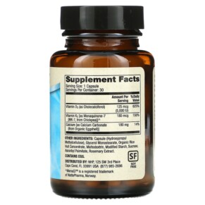 Thành phần vi chất của Dr. Mercola Calcium with Vitamins D3 & K2 30 Capsules 813006019941