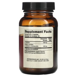 Thành phần vi chất của Dr. Mercola Carnitine Complex 500 mg 60 Capsules 810487033374
