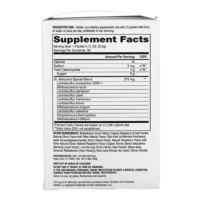 Thành phần vi chất của Dr. Mercola Complete Probiotics Powder Packets Natural Raspberry 70 Billion CFU 30 Packets 0.12 oz (3.5 g) Each 813006017145