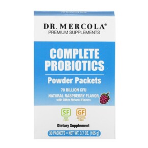 Thực phẩm chức năng Dr. Mercola Complete Probiotics Powder Packets Natural Raspberry 70 Billion CFU 30 Packets 0.12 oz (3.5 g) Each 813006017145