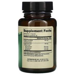 Thành phần vi chất của Dr. Mercola Fermented Broccoli Sprouts 30 Capsules 813006017763