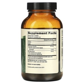 Thành phần vi chất của Dr. Mercola Fermented Chlorella with Chlorophyll 450 Tablets 813006015851
