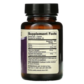 Thành phần vi chất của Dr. Mercola Lutein with Zeaxanthin 40 mg 30 Capsules 810487036610