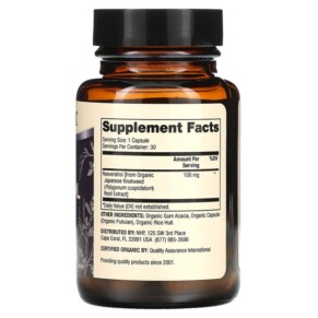 Thành phần vi chất của Dr. Mercola Organic Resveratrol 100 mg 30 Capsules 810094210885