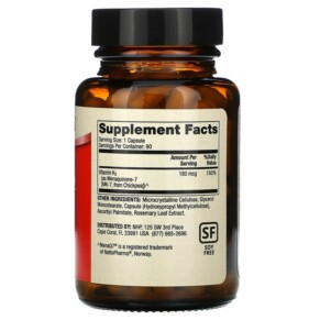 Thành phần vi chất của Dr. Mercola Vitamin K2 180 mcg 90 Capsules 813006015325