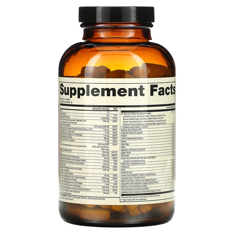 Dr. Mercola Whole-Food Multivitamin Plus Vital Minerals for Women 240 Tablets 2 Thành phần vi chất của Dr. Mercola Whole-Food Multivitamin Plus Vital Minerals for Women 240 Tablets 813006019392