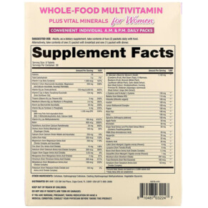 Thành phần vi chất của Dr. Mercola Whole-Food Multivitamin Plus Vital Minerals for Women A.M. & P.M. Daily Packs 30 Dual Packs 810487032247