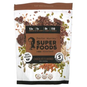 Thực phẩm chức năng Dr. Murray's Super Foods 3 Seed (Pumpkin Flax Sunflower) Vegan Protein Powder Chocolate 16 oz (453.5 g) 850010353180