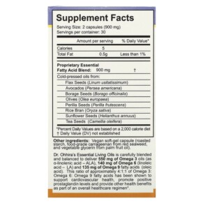 Thành phần vi chất của Dr. Ohhira's Essential Formulas Inc. Essential Living Oils 60 Capsules 695927121329