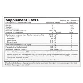 Thành phần vi chất của Dr. Ohhira's Essential Formulas Inc. Propolis Plus 120 Capsules 695927121121